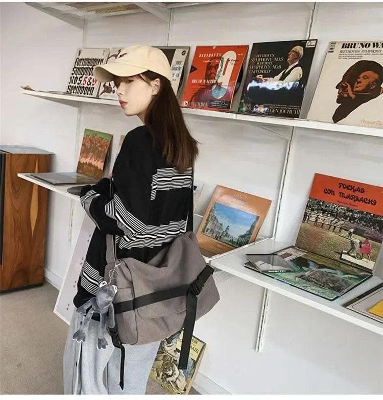 Canvas Messenger Bag Ladies Big Capacity Handbags Shoulder Bag Youth Girls Student School Bags Fashion Men Crossbody Bags Bolsos - M & M Global
