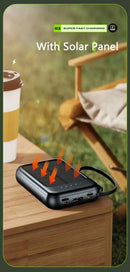 Solar Power Bank Built 4 Cables Portable Charger External Spare Battery Mini Powerbank with LED Light for IPhone Xiaomi Huawei - M & M Global