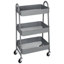 JHK 3 Tier Metal Storage Kitchen Cart with Lockable Wheels Mobile Shelving Unit Utility Rolling Organizer For Home Narrow Places