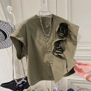 ZANZEA Women Short Sleeve Blouse Speacial Three-D Flowers Blusas 2024 Summer Round Neck Shirt Casual Loose Colorblock Tops Femme