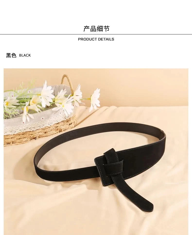 Knotted Belts for Women Belt Lady Waistband Soft Genuine Leather Suede Cowhide Waist Belt Straps Long Dress Coat Accessories - M & M Global