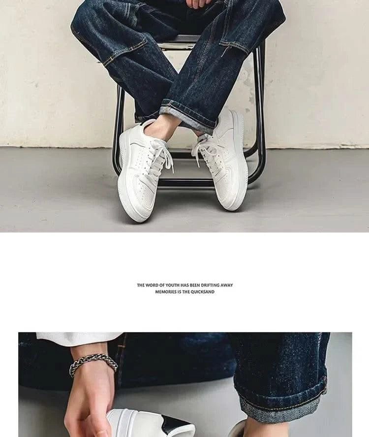 Casual Men's Sneakers Autumn 2025 New Style Winter Pure White Fiberglass Synthetic Lining Rubber Sole Unisex Leisure Shoes - M & M Global