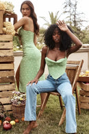 Women Elegant Floral Beach Vacation Bodycon Streetwear Long Dress 2024 Summer Clothes Wholesale Items For Business - M & M Global