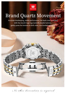 OLEVS Women's Watches 2858L Trend Fashion Original Quartz Watch for Lady Waterproof Luminous Date Stainless Steel Chronograph