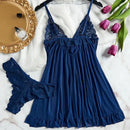 Tulle Suspenders Exquisite Women's Lencerias Lace V-Neck Underwear Semi-transparent Thong Dress Set Females Lingerie Nightgowns - M & M Global