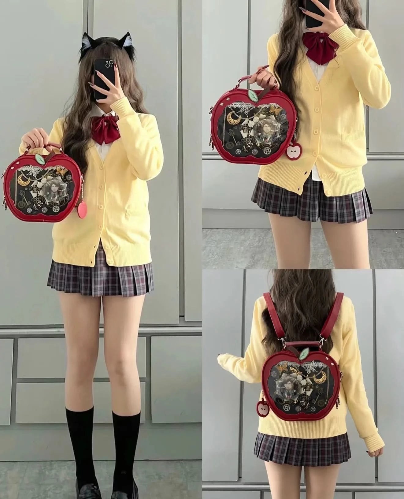New Girl Harajuku Niche Design Apple Crossbody Bag Handbag Sweet Style Cute Ulzzang Ita Bag Y2K Backpack Preppy Style ItaBag - M & M Global