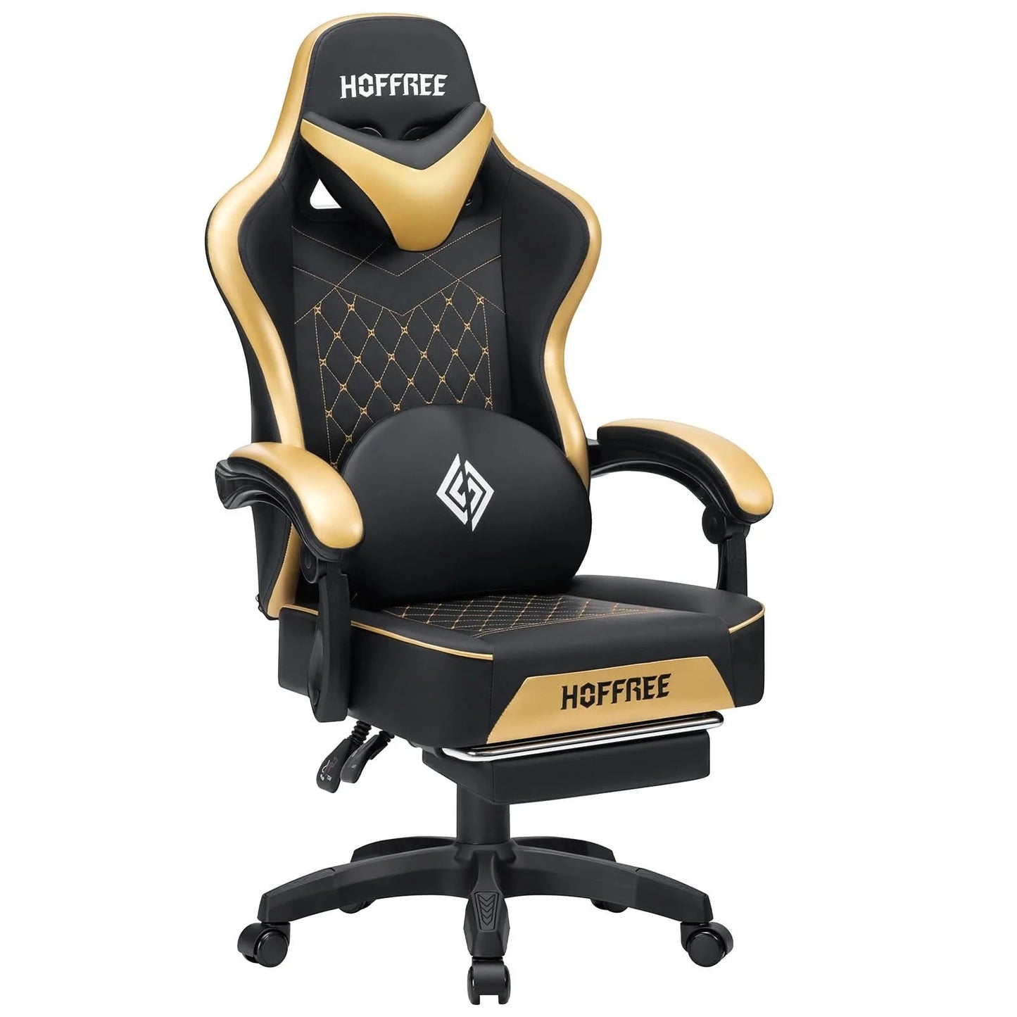 Gaming Chair with bluetooth Speakers RGB LED Lights Ergonomic Massage Video Game Chair with Footrest High Back w/ Lumbar Support