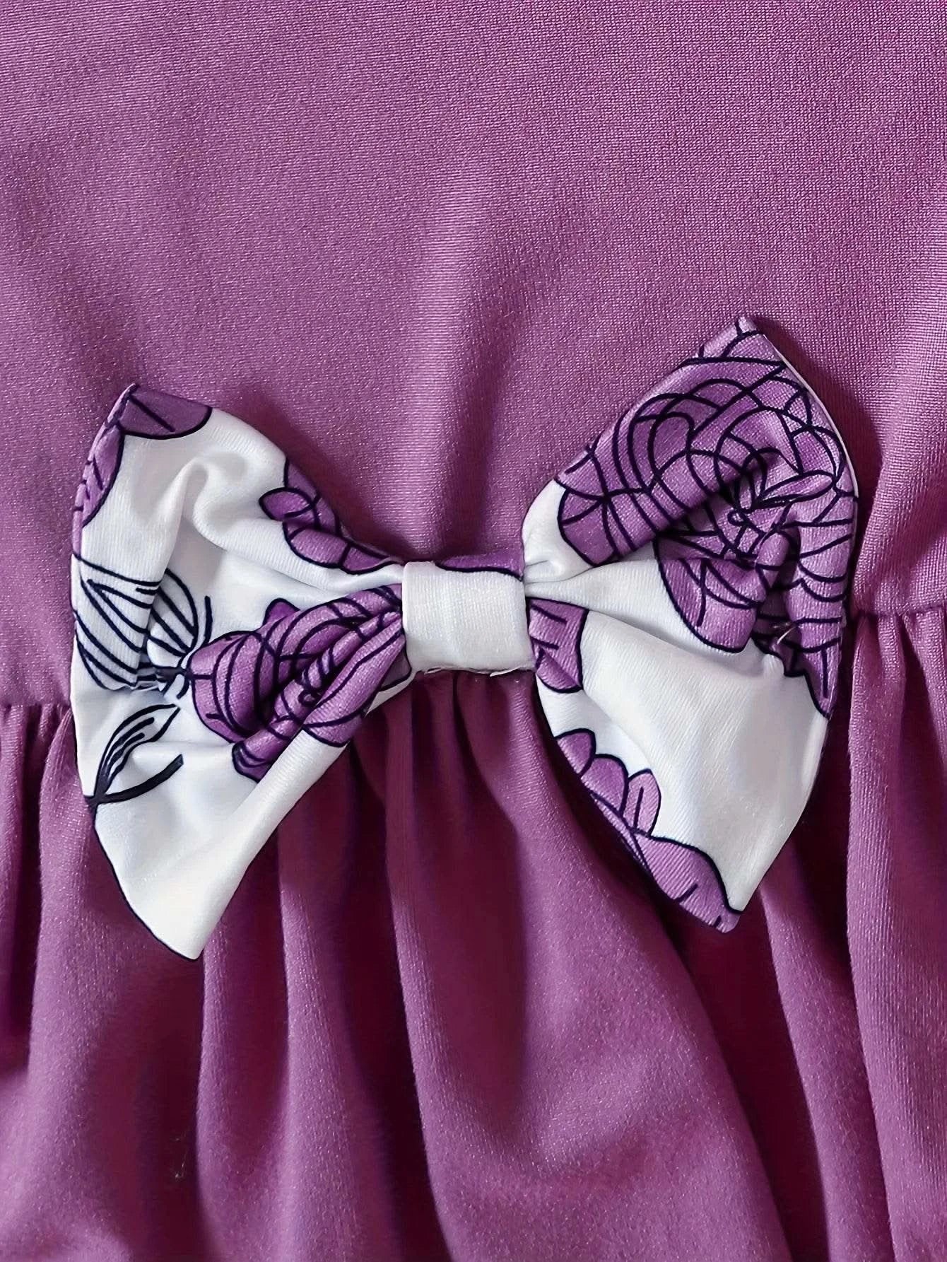 0-3 Years Baby Girl 3PCS Clothes Set Purple Short Sleeved Top+Floral Pants+Headband Fashion Toddler Girl Summer Daily Outfits - M & M Global