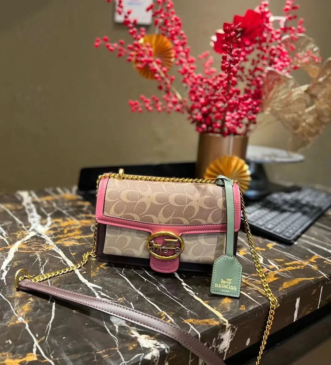 Light luxury women's bag 2025 new high-end color contrast single shoulder underarm bag designer fashionable crossbody small squa - M & M Global