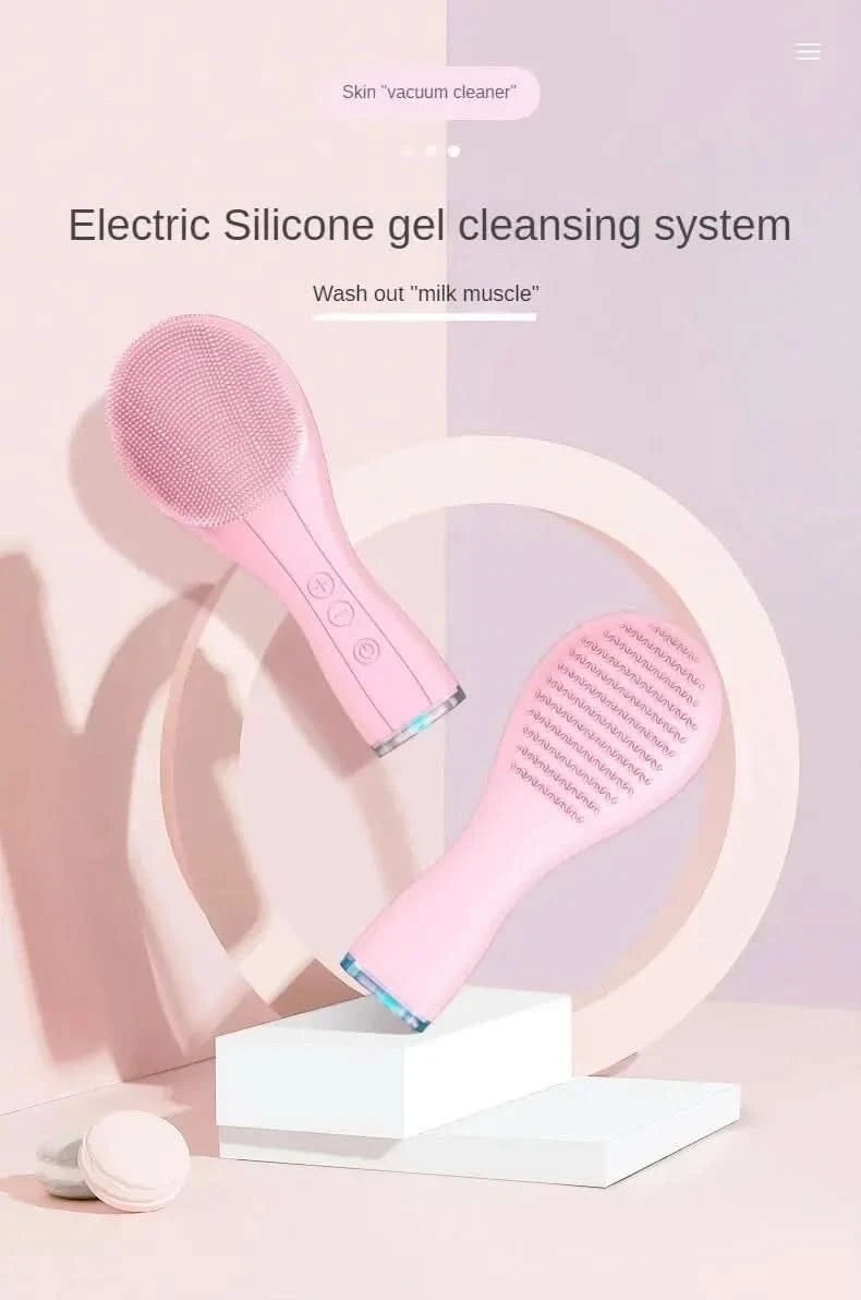 Electric Facial Cleansing Brush Deep Pore Cleaning Sonic Vibration Waterproof Acne Blackhead Remover Pore Cleaner Silicone - M & M Global