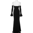 Trendix Black Elegant Evening Dress Women Sexy Off Shoulder Slim High Waist Tube Dresses Beach Party Ruffle Backless Long Dress - M & M Global