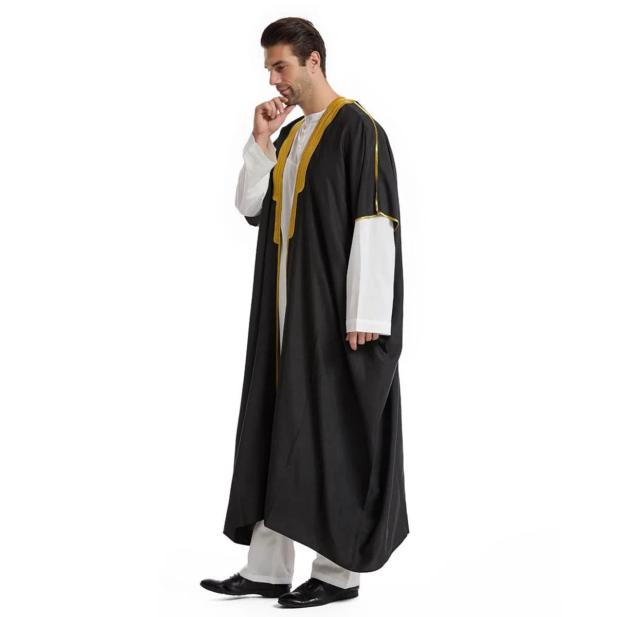 Muslim Arab Men Thobe Thawb Caftan Eid Jubba Thobe Mens Cardigan Abaya Long Dress Ramadan Robe Saudi Arab Musulman Caftan Dubai - M & M Global