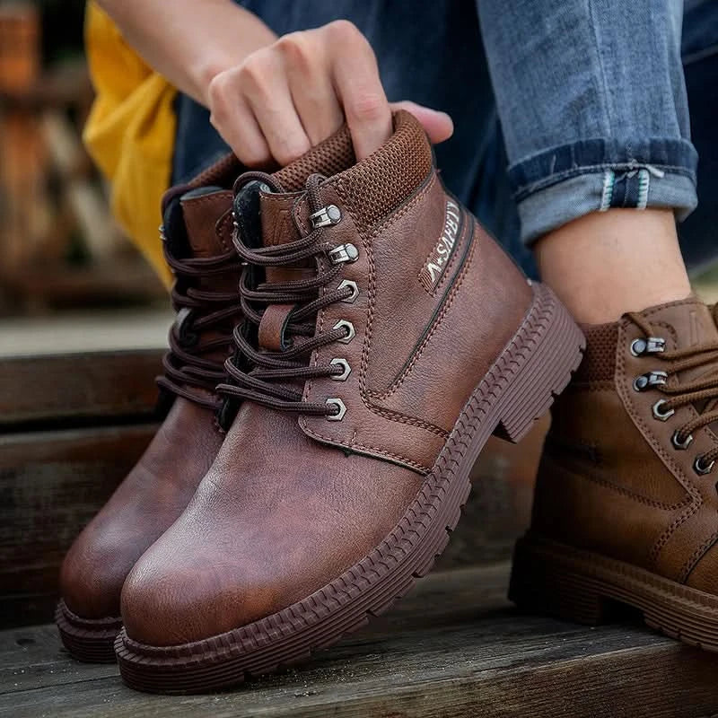 Men's Waterproof Steel Toe Work Boots High-Top Safety Shoes Slip Resistant Protective Boots Indestructible Comfort Arch Support