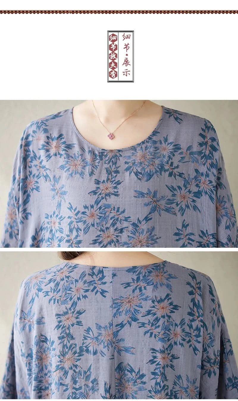Oversized Summer Long Dress Women Floral Print Fashion Short Sleeve Ladies Dresses Casual Loose Ruffle Pleated Woman New Dress - M & M Global