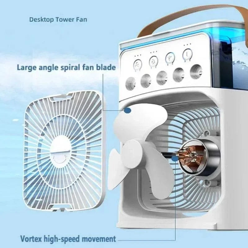 2025 New Three In One Household Air Conditioner Small Air Cooler Portable Smallfan Household Night Humidifier LED Nightlight Fan - M & M Global