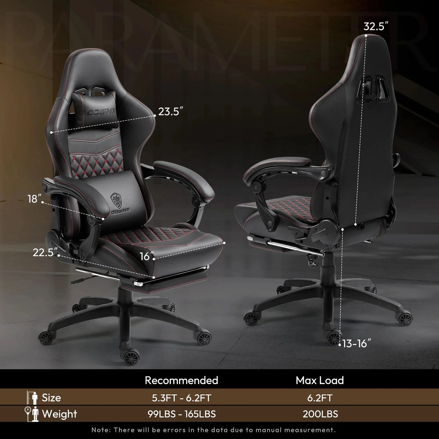 Dowinx Gaming/Office PC Chair with Footrest and Lumbar Support, Vintage Style PU Leather High Back Adjustable Swivel Task Chair
