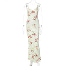 Dulzura Floral Print Strap Midi Dress For Women Bodycon Sexy Party Clothes 2024 Summer Long Dress Y2K Clothes Evening Holiday - M & M Global