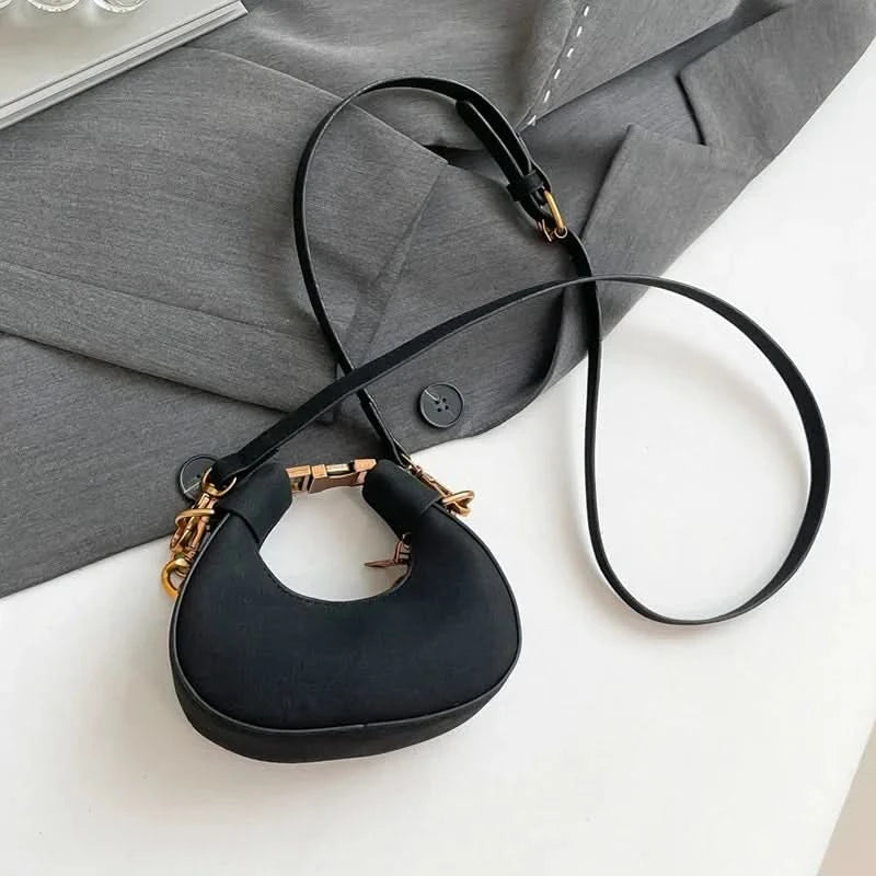Mini Semicircle Saddle Crossbody Bag For Women Luxury Lemon Color Handbag Half Moon Bag Fashion Chain Lady Cross Body Bag - M & M Global