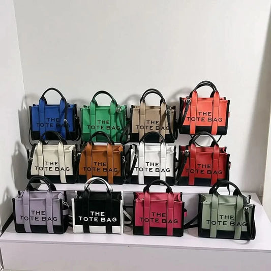 Hot Sale Of The Season New Women's PU Leather 3D Square Shoulder Bag Letter Tote Bag Color Block Fashionable Ladies Crossbody Ba - M & M Global