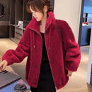 Fashion Women Winter Warm Double Coral Fleece Overcoat Solid Soft Plush Stand Collar Coats Ladies Long Sleeved Zipper Outerwears