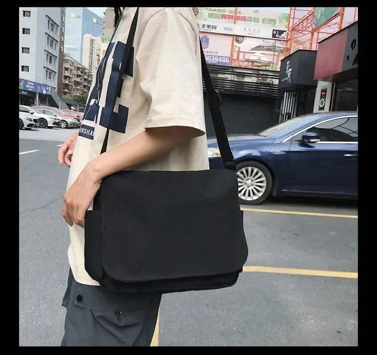 Collage Student School Bags Women&Men Unisex Crossbody Bags Multipockets Messenger Bag Simple Nylon Shoulder Bag - M & M Global
