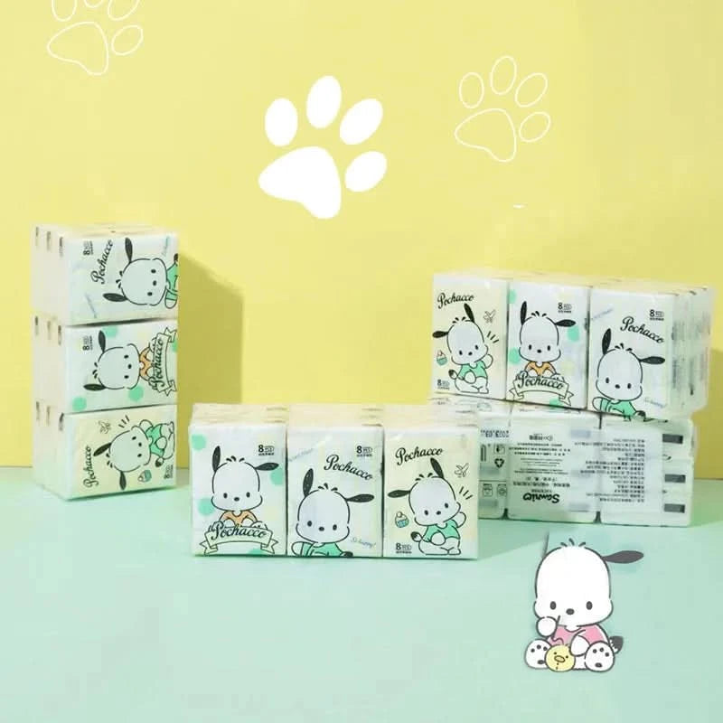 Kawaii Hello Kitty Handkerchief Paper Cartoon Sanrio Pochacco Kitty Printed Napkins Portable Small Pocket Tissues Facial Paper - M & M Global