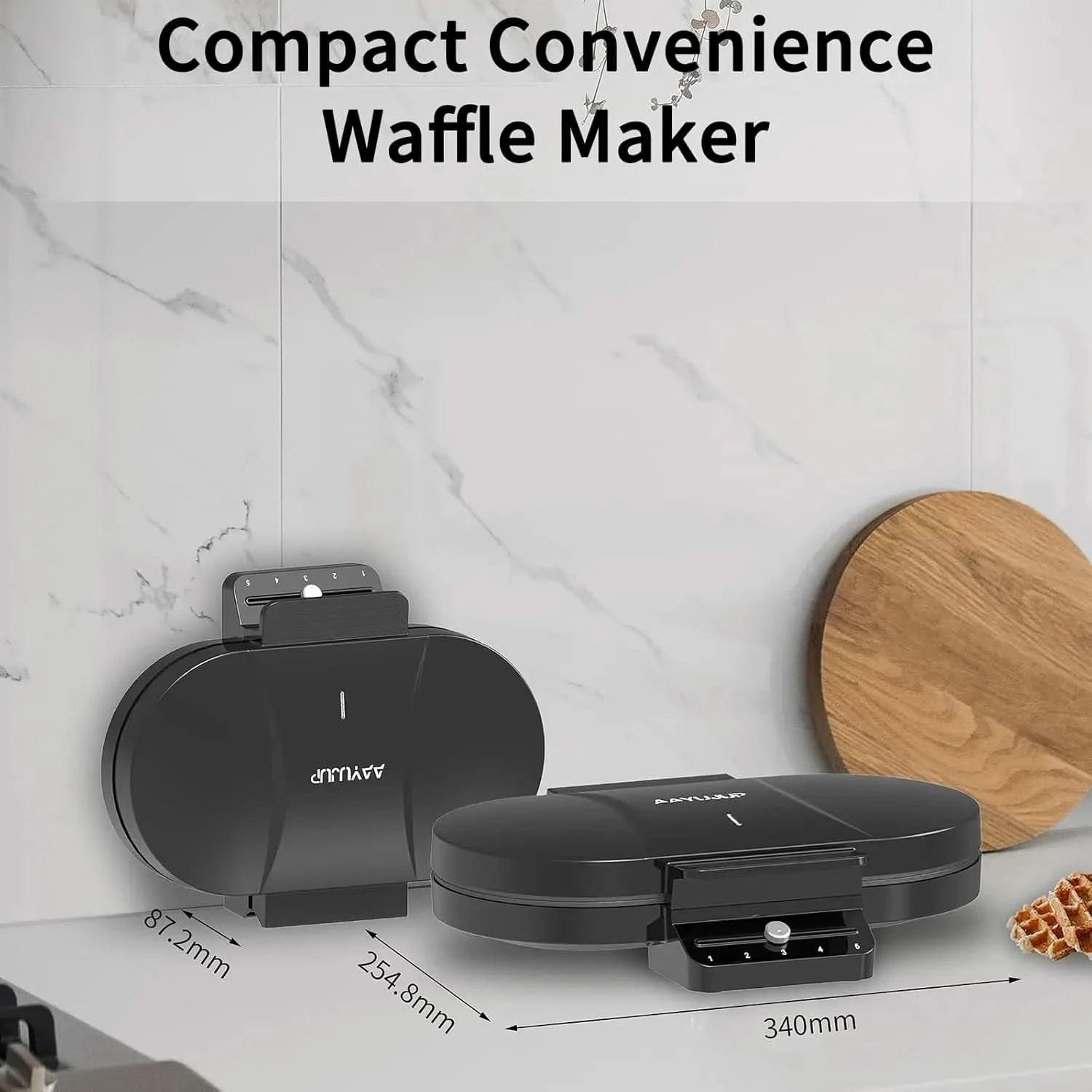 Electric Waffle Maker Heart-Shaped: 2 Non-Stick double-Side Heating Plates with 5-Setting Adjustable Browning Control for Fast H - M & M Global