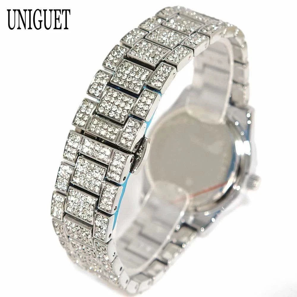 2025 Hot Fashion Gold Watches Women Luxury Stainless Steel Elegant Iced Diamond Jewelry Quartz Wristwatch Ladies Dropshipping - M & M Global