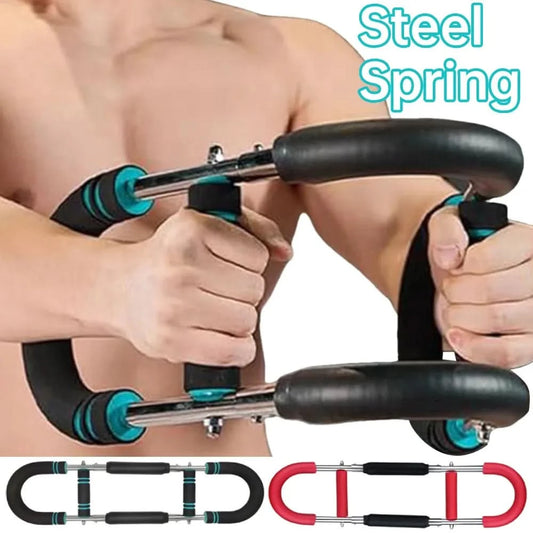 Twister Arm Exerciser with Foam Handle Adjustable Spring Workout Bar Forearm Triceps Chest Expander Portable Fitness Equipment - M & M Global