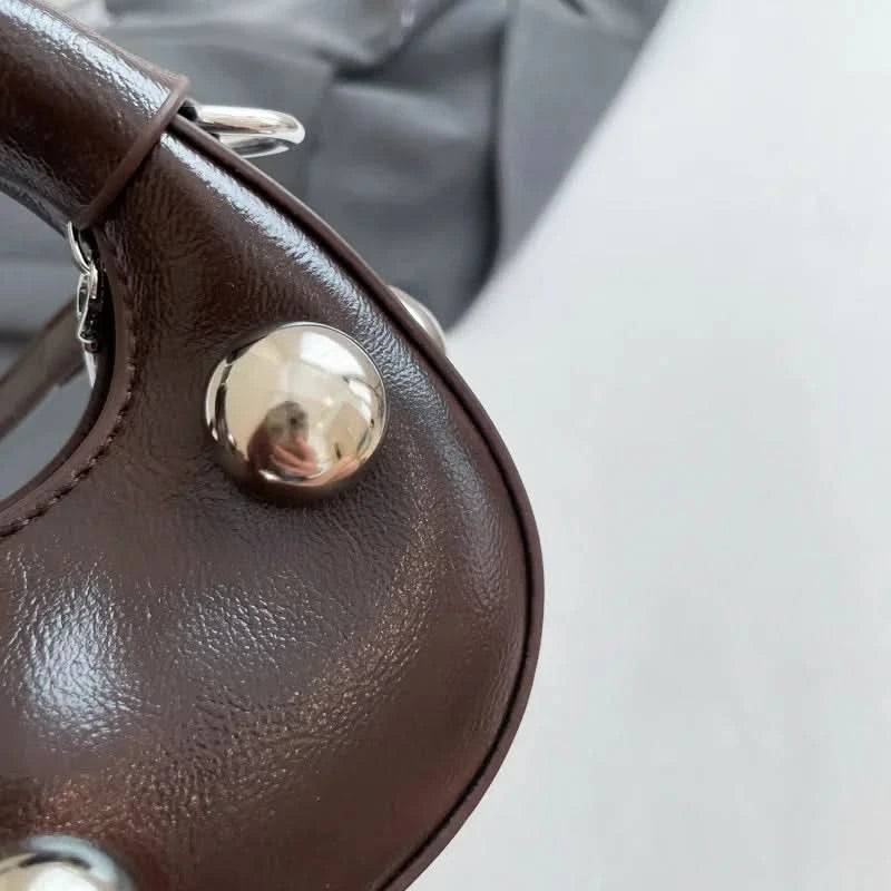 Retro Versatile Ladies Mini Handbag Women Big Rivet Personality Luxury Designer Crossbody Bags for Women Streetwear Shoulder Bag - M & M Global