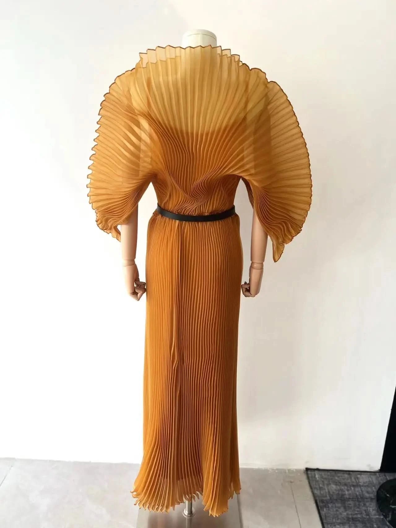 YUDX Pleated 2024 Fall New Handmade Pleated Women's Dresses Loose Plus Size Women's High Smocked Dress Long Dress - M & M Global