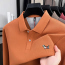 Luxury and fashionable 100%pure cotton comfortable long sleeve polo shirt for men new spring and autumn brand embossed puppy top