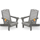 Chairs Set of 2, Outdoor Fire Pit Chairs,with Cup Holder, Lawn Chair for Deck, Patio, HDPE All-Weather Chairs