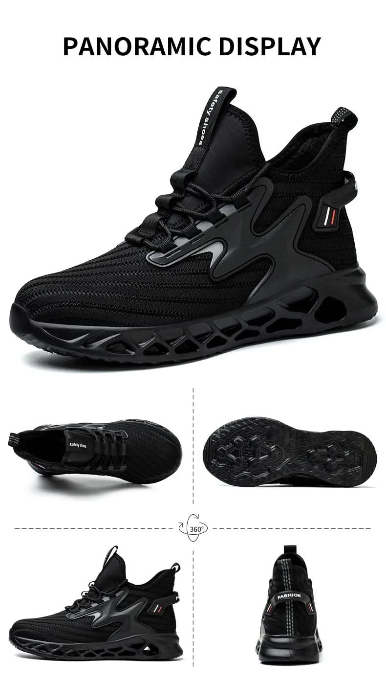Breathable Steel Toe Boots with Met Guard Puncture Guard Lightweight Sneakers Anti-smash Industrial Safety Shoes Wear-resisting