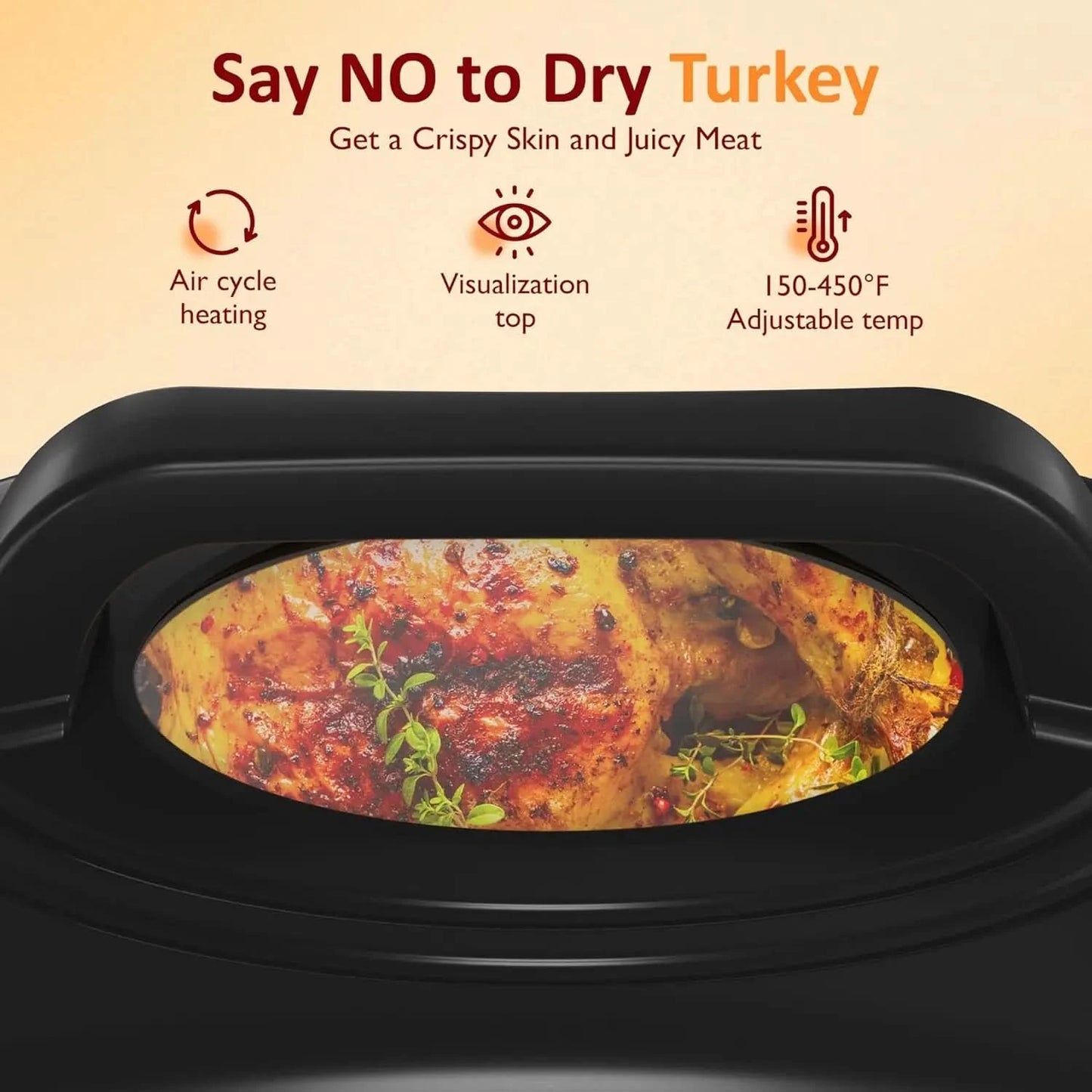 Electric Roaster,28 Quart Roasting Oven with Self-Basting Lid Removable Pan,Turkey Roaster Oven with 150 to 450F Temperature Con - M & M Global
