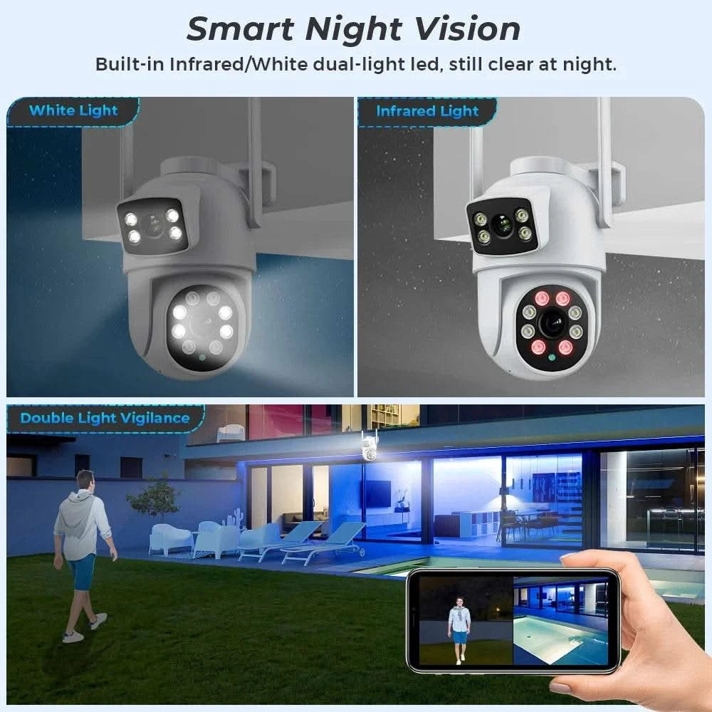8MP 4K Outdoor Wifi Security Camera Dual Lens Dual Screens Video Surveillance Camera Home Smart Human Detection ICSEE APP - M & M Global