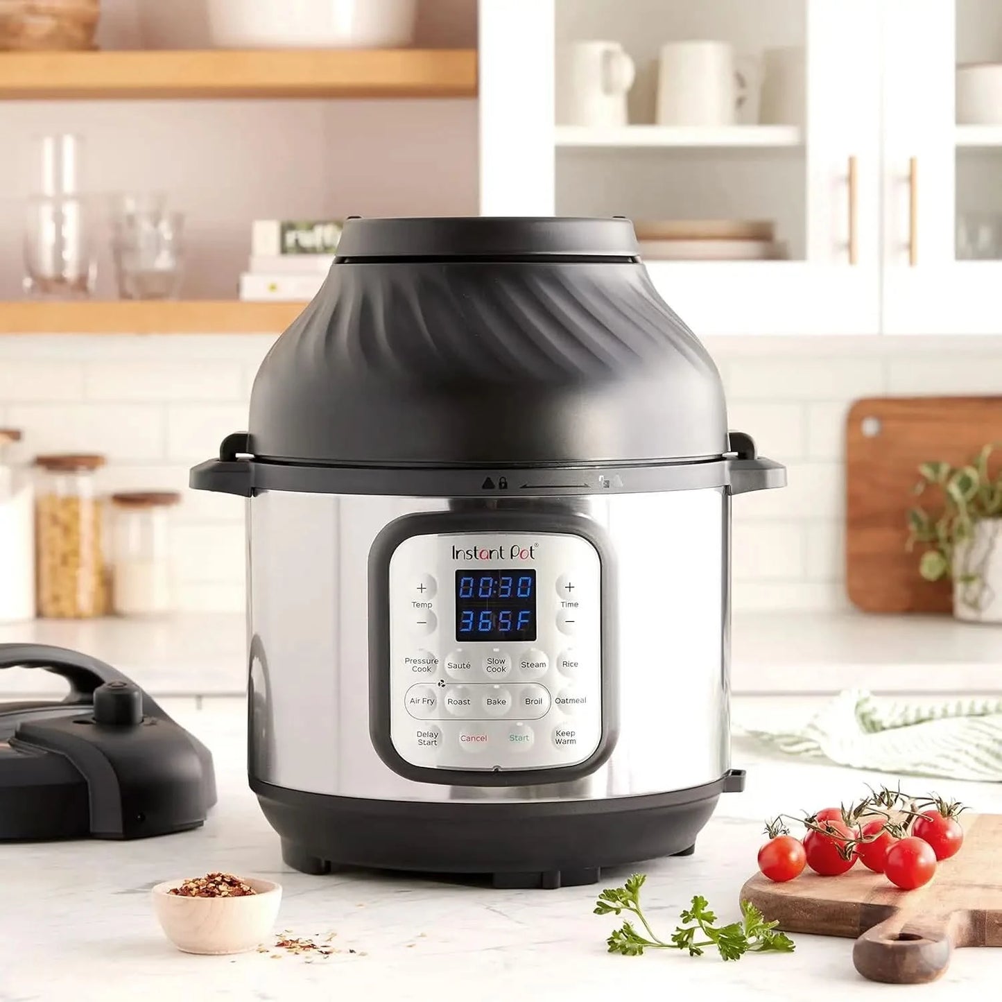 Crisp 9-in-1 Electric Pressure Cooker and Air Fryer Combo with Stainless Steel Pot, Pressure Cook, Slow Cook, Air Fry, Roast, St - M & M Global