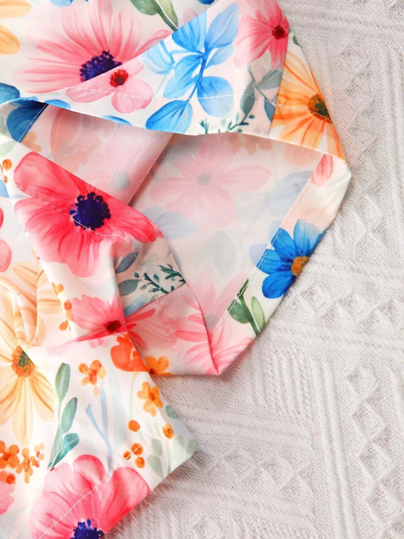 2025 Newborn Girl Baby Summer Sling Sleeveless Cotton Casual Daily Big Bow Print Baby Clothing Set - M & M Global