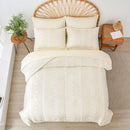 7-piece solid color diamond pattern quilt set, microfiber soft and durable bedding set bedroom decoration gift