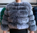 DEAT Fashion Orange Imitation Fox Fur Grass Coat Women's Round Neck Plush Thick Jacket Winter New 7A1578