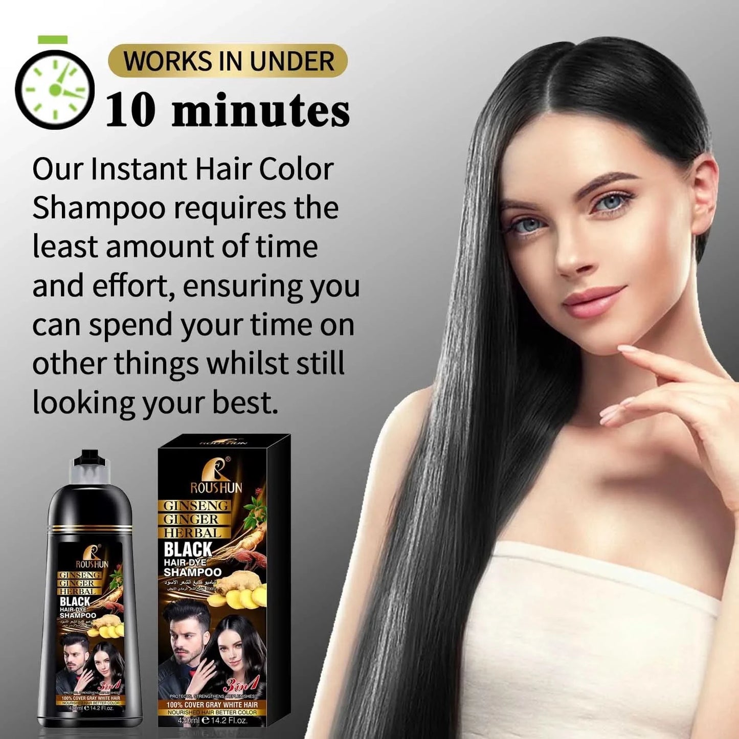 Black Hair Color Shampoo for Gray Hair Instant Hair Dye Shampoo Hair Coloring in Minutes Natural and Long lasting color Hair Dye