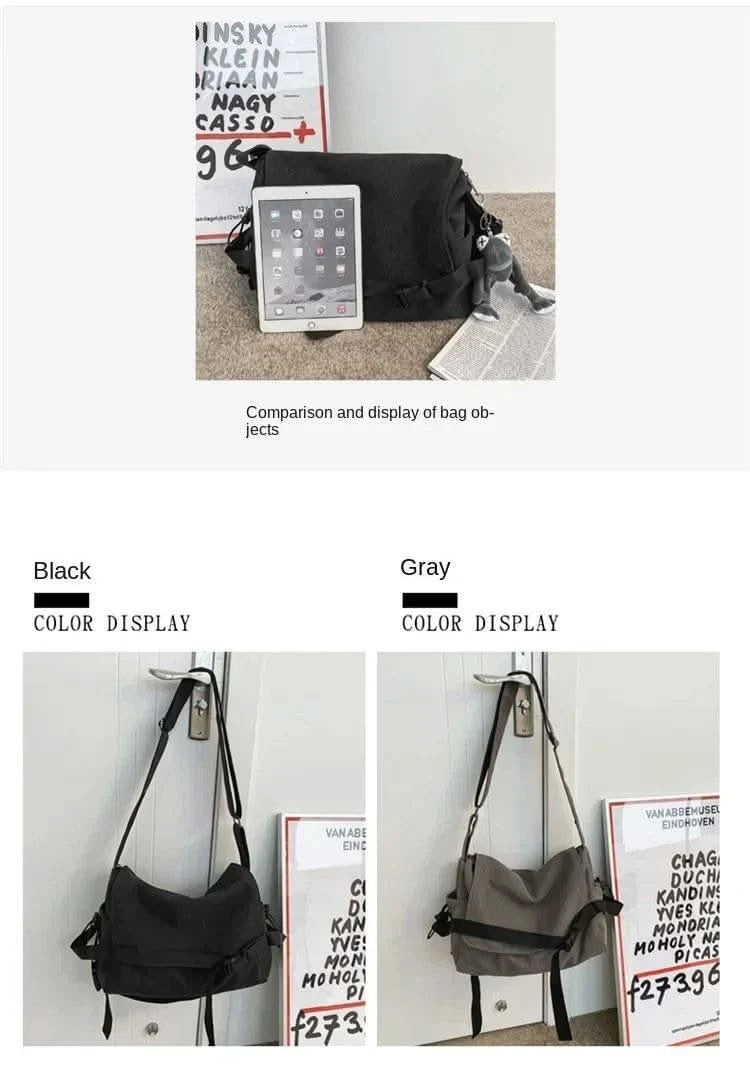 Canvas Messenger Bag Ladies Big Capacity Handbags Shoulder Bag Youth Girls Student School Bags Fashion Men Crossbody Bags Bolsos - M & M Global