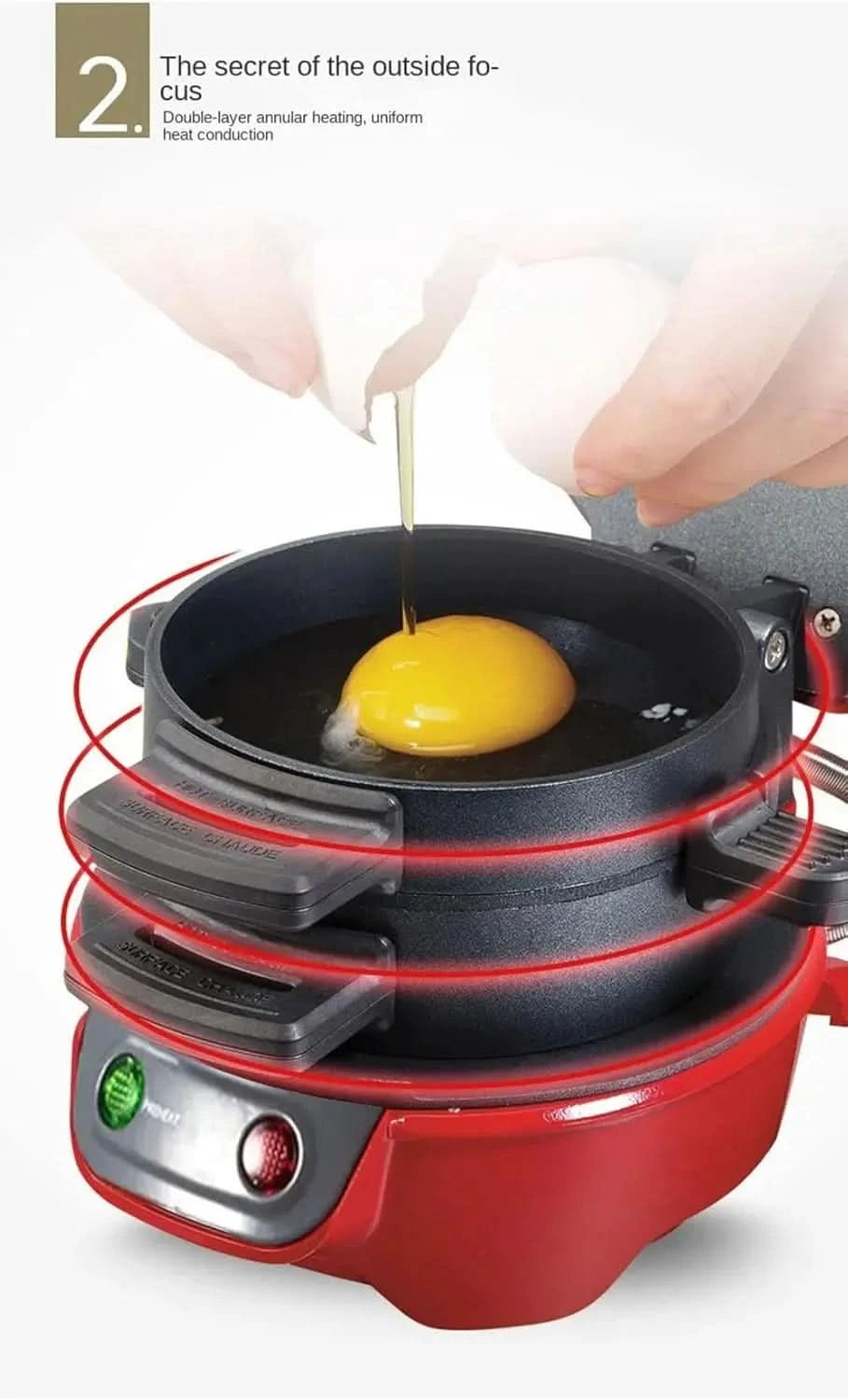Burger Sandwich Maker, 3-in-1Breakfast Burger Machine, Household Multifunctional Hamburger Machine, Fried Egg and Steak Machine, - M & M Global