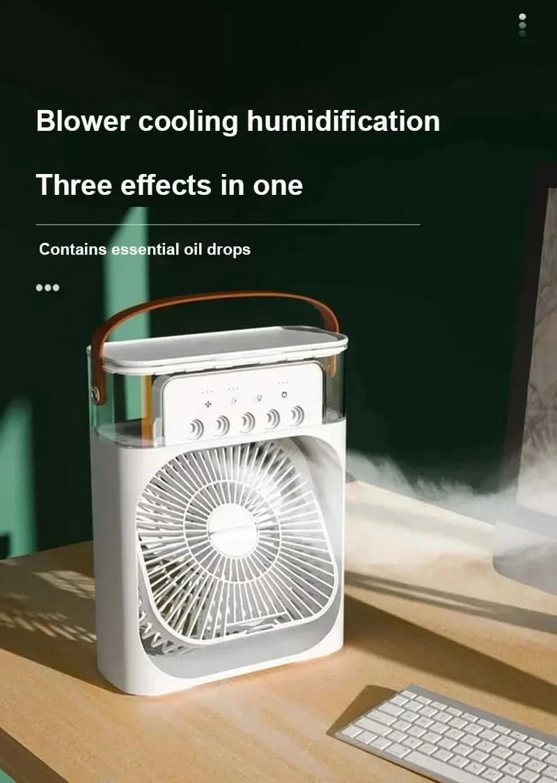 New 3 In 1 Fan AIr Conditioner Household Small Air Cooler LED Night Light Portable Humidifier Air Adjustment Fan Office Home Fan - M & M Global