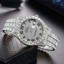 Hip Hop Iced Out Men Watch Full AAA Rhinestone Around Luxury Quartz Watches Round Clock Unisex Wrist Watch Gift For Boyfriend - M & M Global