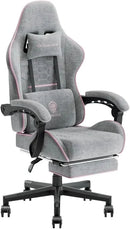Dowinx Gaming Chair Fabric with Pocket Spring Cushion,Game Chair Cloth with Headrest, Ergonomic Computer Chair with Footrest