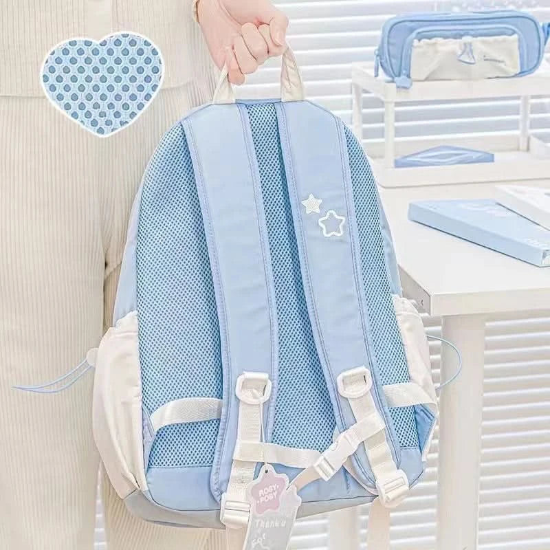 Sweet Cute Girl's Backpack Student New Fashion Drawstring Large School Bag Y2K Korean Travel Female Shoulder Bag for High School - M & M Global
