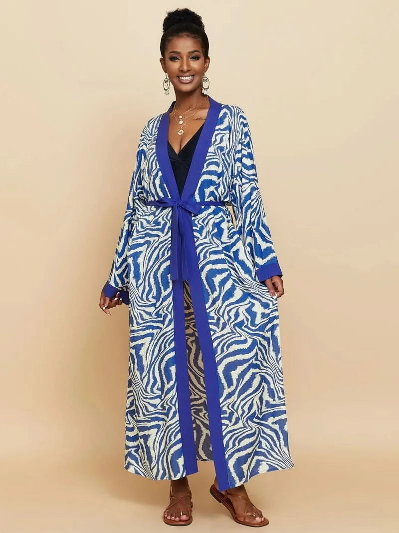 Para Praia Kimono Beach Robe 9 Colors Bikini Cover Ups Beachwear Femme Long Dress Sarong Women Loose Cardigan Swimsuit Covers - M & M Global