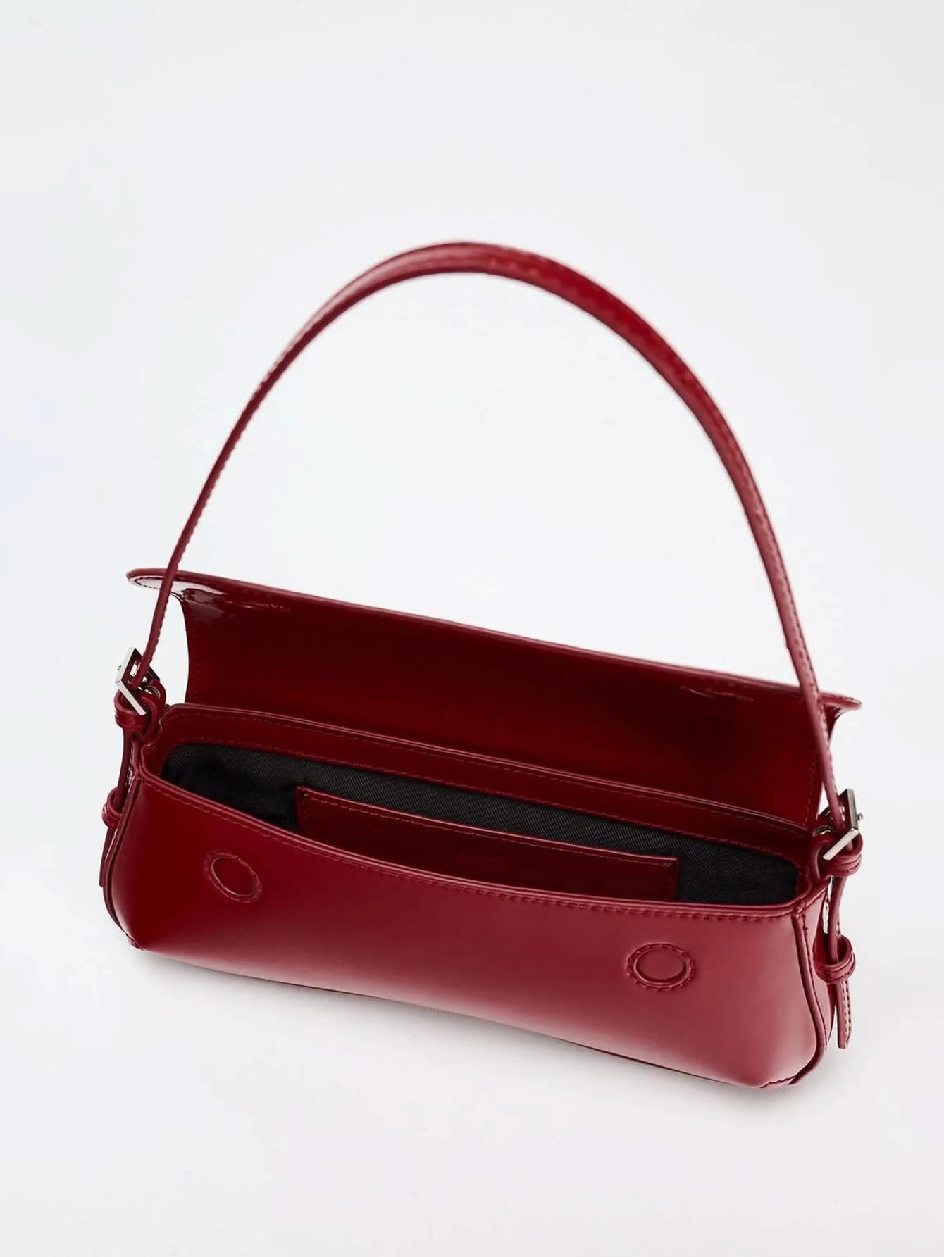 Red Baguette Underarm Bag New Fall 2024 Fashion simple commuter clamshell vintage shoulder bag - M & M Global