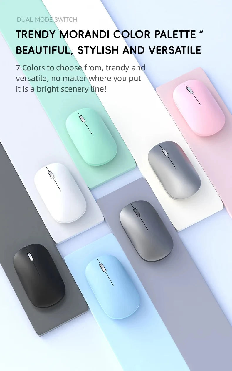 Xiaomi Silent Dual-mode Wireless Mouse Type-C Charging 2.4g Dpi Adjustable Rechargeable Ergonomic Morandi Portable Office Mouse